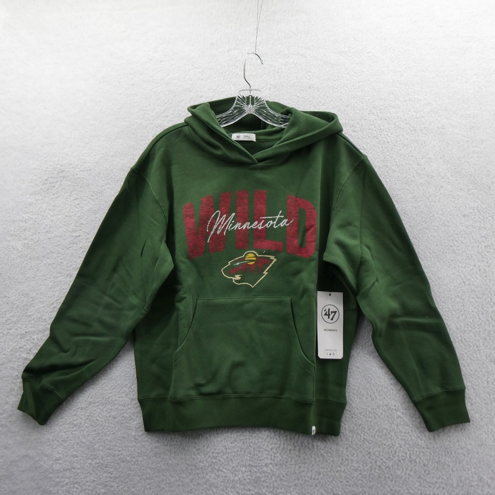 '47 Hoodie Women Small Minnesota Wild Green NHL Logo Fleece Pocket Sweatshirt